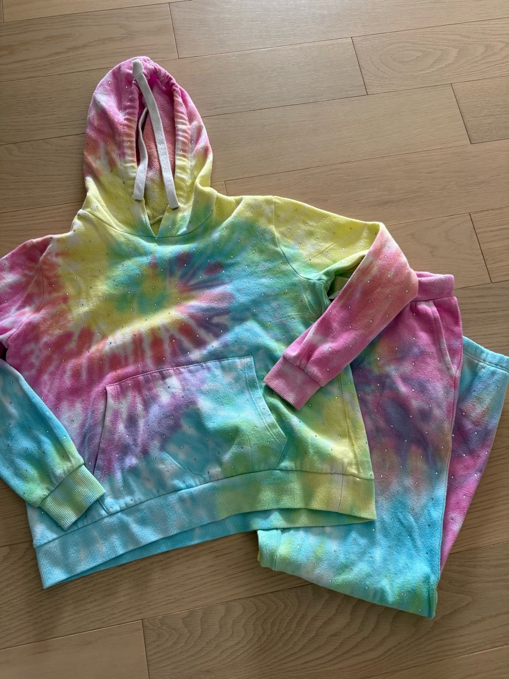 KatieJNYC Tie-Dye Hooded Sweatshirt and Sweatpants Set - Girls Medium sz 8
